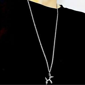 NEW Silver Tone Balloon Dog Puppy Necklace Pendant